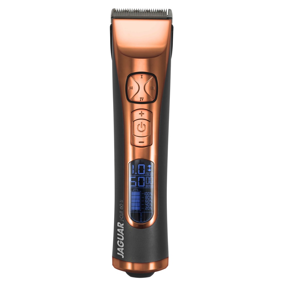MAQUINA DE CORTAR CABELO JAGUAR J-CUT 60 Li COPPER Máquina de cortar cabelo JAGUAR cobre e preta com ecrã digital