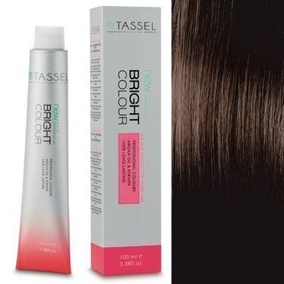 Tubo e caixa de tinta para cabelo TASSEL cor castanho escuro