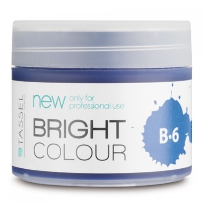 Pote de corante azul Bright Colour B-6 da Tassell com tampa branca
