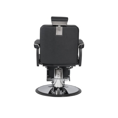 Cadeira de barbeiro preta vista de trás