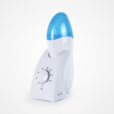 Depiladora elétrica branca com tampa azul e seletor rotativo