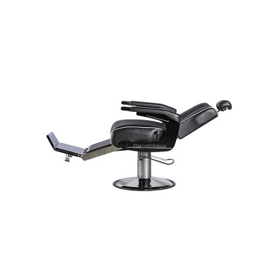 Cadeira de barbeiro reclinável preta com base metálica