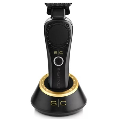 Aparelho de barbear elétrico preto com suporte