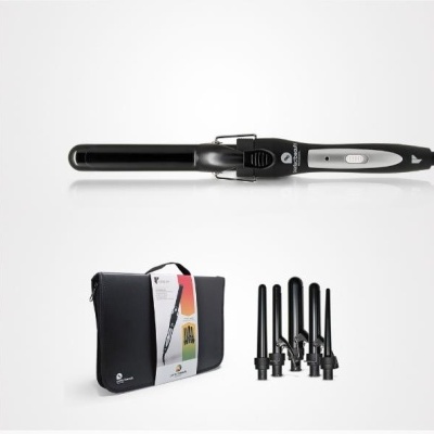 Conjunto de modeladores de cabelo com cinco bicos e estojo preto