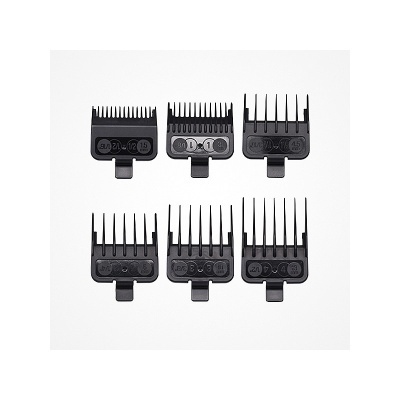 Seis pentes pretos para máquina de cortar cabelo com diferentes números e letras