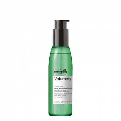 Frasco verde de L'OREAL Volumetry com tampa preta e rótulo branco.