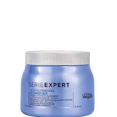 Pote azul metálico com tampa branca do produto SERIE EXPERT Blondifier da L'Oréal