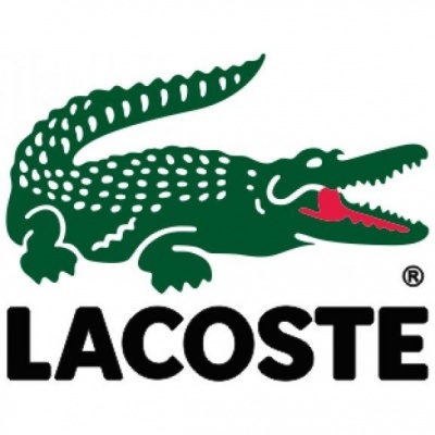 Logótipo Lacoste com crocodilo verde e texto preto