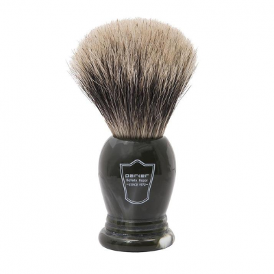 Pincel de barbear com cerdas naturais e pega preta