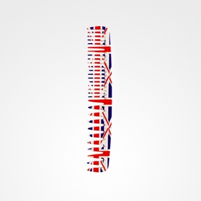 Escova de cabelo com padrão da bandeira do Reino Unido em fundo branco