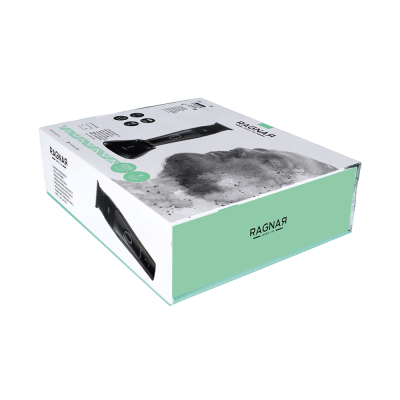 Caixa de lâmpada de luz negra preta RAGNAR com design branco e verde