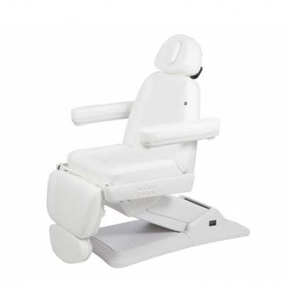 cadeira de estética branca com apoio de cabeça e braços