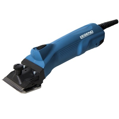 Máquina de cortar cabelo azul e preta da marca LEGEND