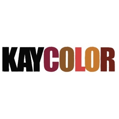 Logotipo com o texto KAYCOLOR em várias cores sobre fundo branco