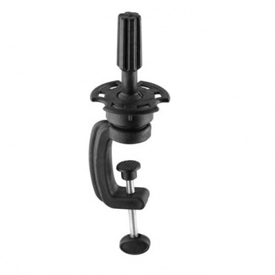 Suporte de microfone preto com fixação em M e parafuso de aperto manual