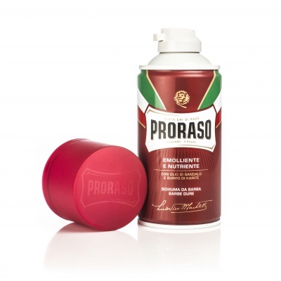 Conjunto de barbear Proraso com espuma e frasco vermelho