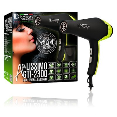 Secador de cabelo profissional ID Italian LISSIMO GTI-2300 preto e verde com embalagem
