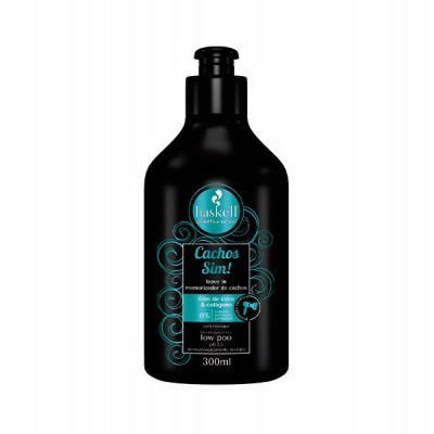 Frasco preto de creme para cabelos cacheados Haskell 300ml