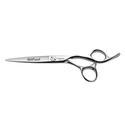 Tesoura de cabelo profissional em metal prateado com design ergonómico