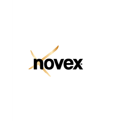 Logótipo da marca novex com um X dourado sobre fundo branco
