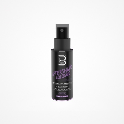 Frasco preto spray de aftershave cologne B Level sobre fundo branco