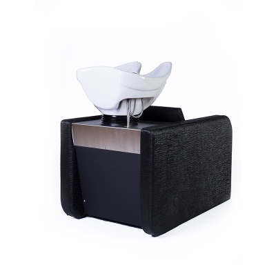 móvel de lavatório preto com cuba branca