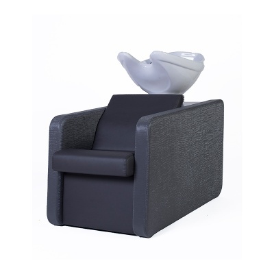 Cadeira de lavagem de cabelo preta com lava-cabeças branco