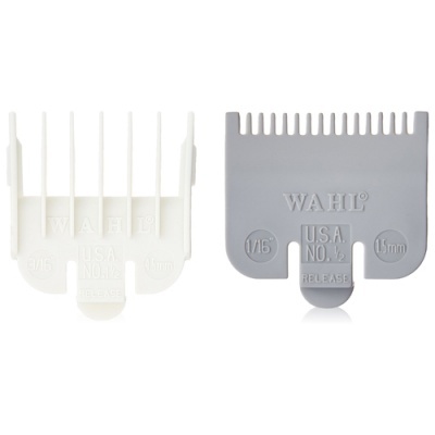 Dois pentes de corte para máquina de barbear WAHL, um branco e um cinzento