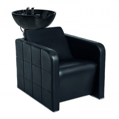 Cadeira de lavagem preta para cabeleireiro com lavatório