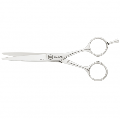 Tesoura de corte profissional prateada com texto TORNEO e SPOTS.