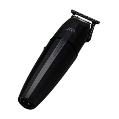 Aparelho de barbear preto com lâmina metálica e marca JR