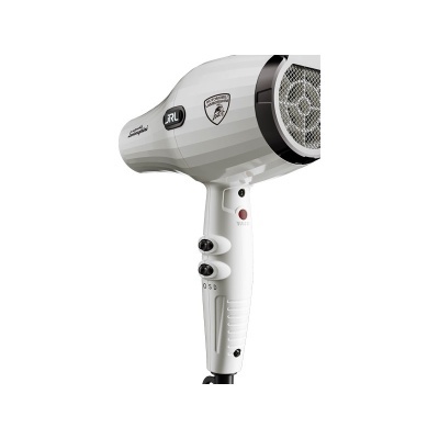 Secador de cabelo branco com logos Automobili Lamborghini e JRL