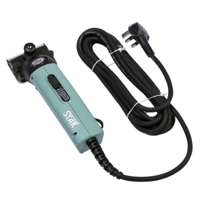 Máquina de cortar cabelo elétrica verde com cabo preto