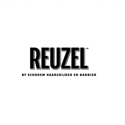 Logotipo REUZEL com texto adicional em preto e branco