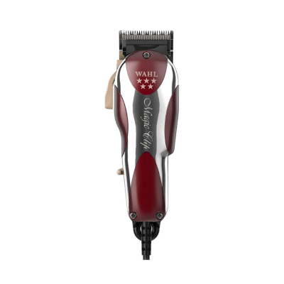 Máquina de cortar cabelo Wahl Magic Clip com corpo prateado e vermelho