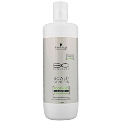 Frasco branco de shampoo BC Bonacure Scalp Genesis Soothing da Schwarzkopf