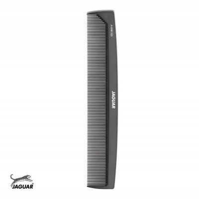 Pente preto com marca Jaguar em fundo branco