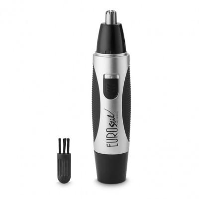 Aparelho aparador de pêlos do nariz preto e prata com escova