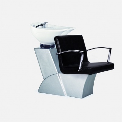 Cadeira de salão preto com lava-cabeças branco