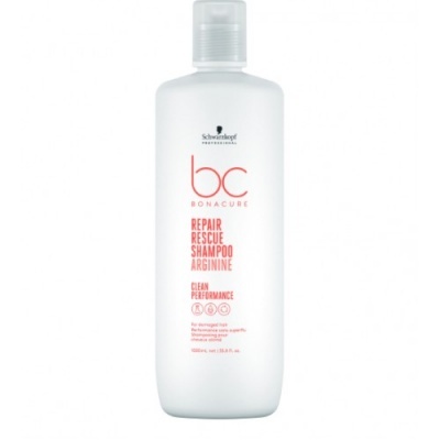 Frasco branco de shampoo BC Bonacure Repair Rescue Arginine