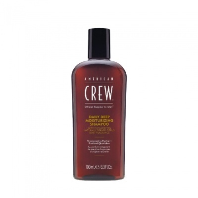 Frasco de shampoo American Crew castanho com tampa preta