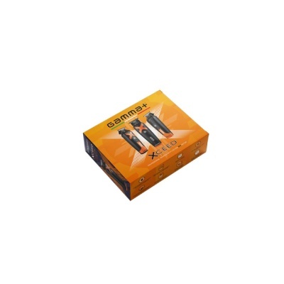 Embalagem da máquina de barbear Gamma+ XCEED preta com detalhes laranja