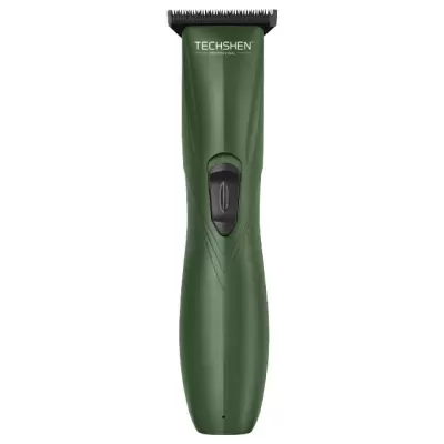 Aparelho de barbear eléctrico verde com lâmina e botão preto