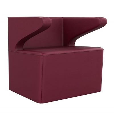 Poltrona vinho estofada moderna com design angular