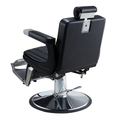 Cadeira de barbeiro preta com base metálica