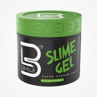 Frasco de gel de cabelo L3VEL Slime Gel com tampa verde e corpo preto