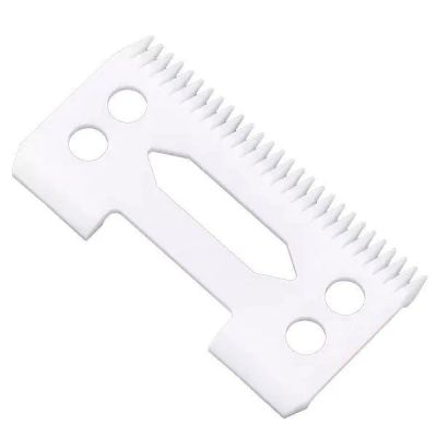 Cabeça de aparador de pêlo branca com dentes finos e quatro furos circulares