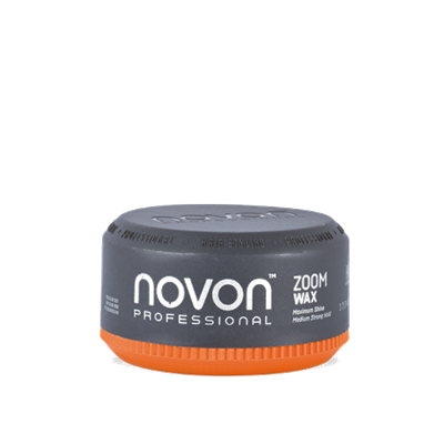 Embalagem redonda de cera para cabelo Novon Professional Zoom Wax cinzenta e laranja