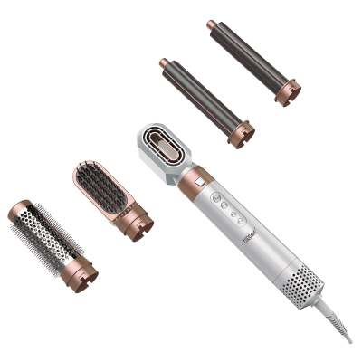 Conjunto de modelador de cabelo prateado com acessórios bronze