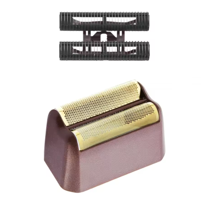 Cabeças de recarga para barbeador elétrico em metal dourado e plástico castanho